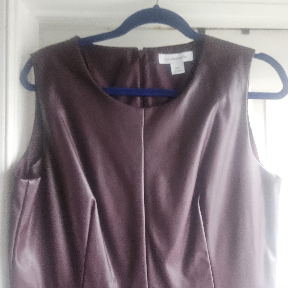 Liz Claiborne Midi Dress Faux Leather - Picture 3 of 7
